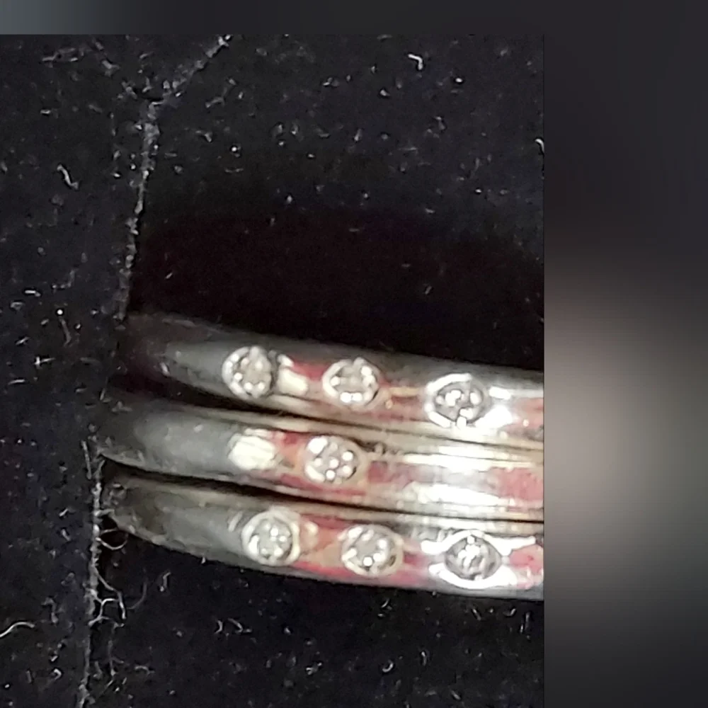 Silver Diamond Stacking Rings - Picture 2 of 2